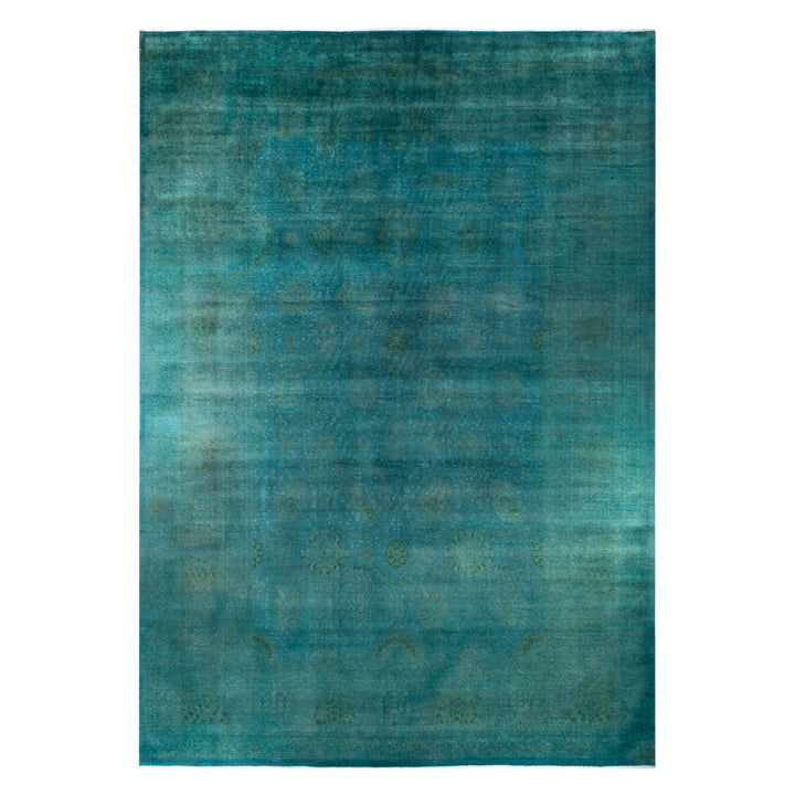 Green Overdyed Oversized Wool Rug - 12'4" x 17'9"