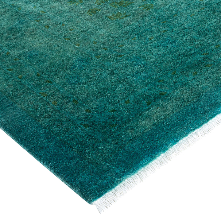 Green Overdyed Oversized Wool Rug - 12'4" x 17'9"