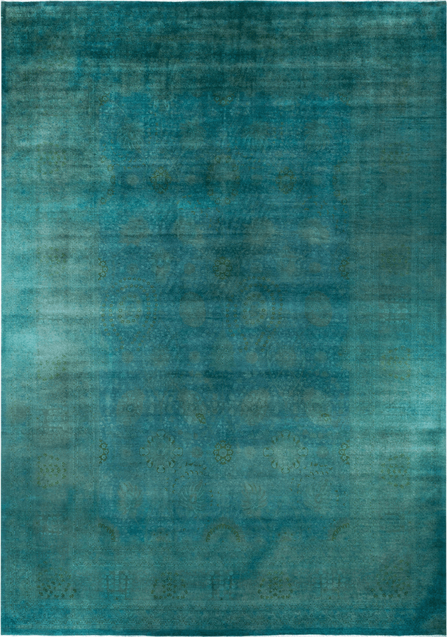 Green Color Reform Overdyed Oversized Rug - 12'4