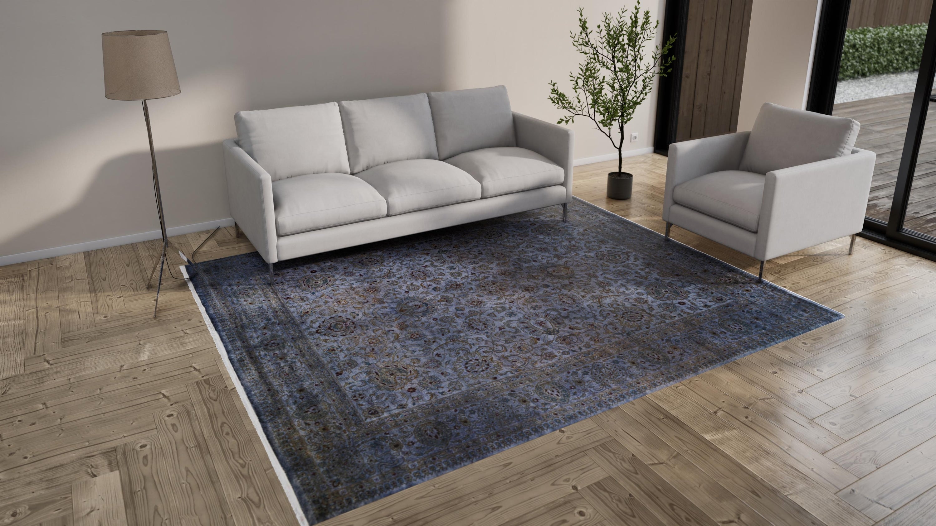 Blue Samsara Wool Rug - 8'2" x 9'10"