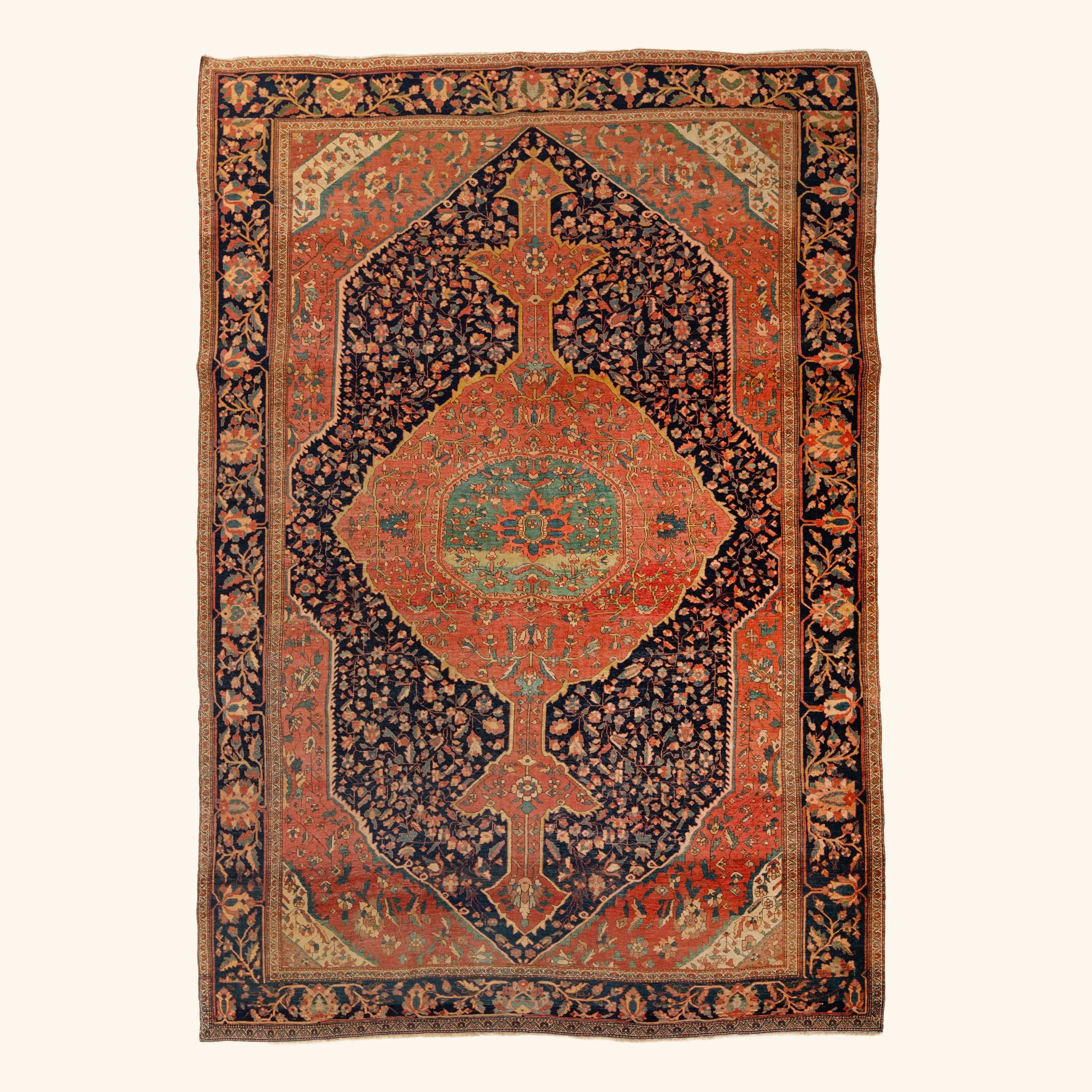 Orange Antique Sarouk Farahan Persian Rug - 6'10