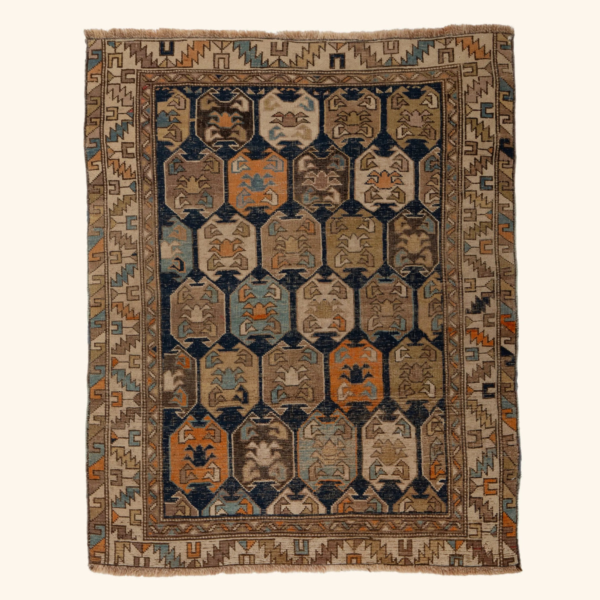 Multicolored Antique Shirvan Persian Rug - 3'7