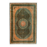 Antique Persian, Green Silk Qum Rug - 6' x 9' Default Title