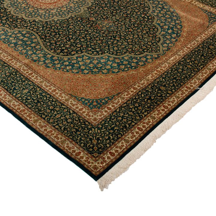 Antique Persian, Green Silk Qum Rug - 6' x 9' Default Title