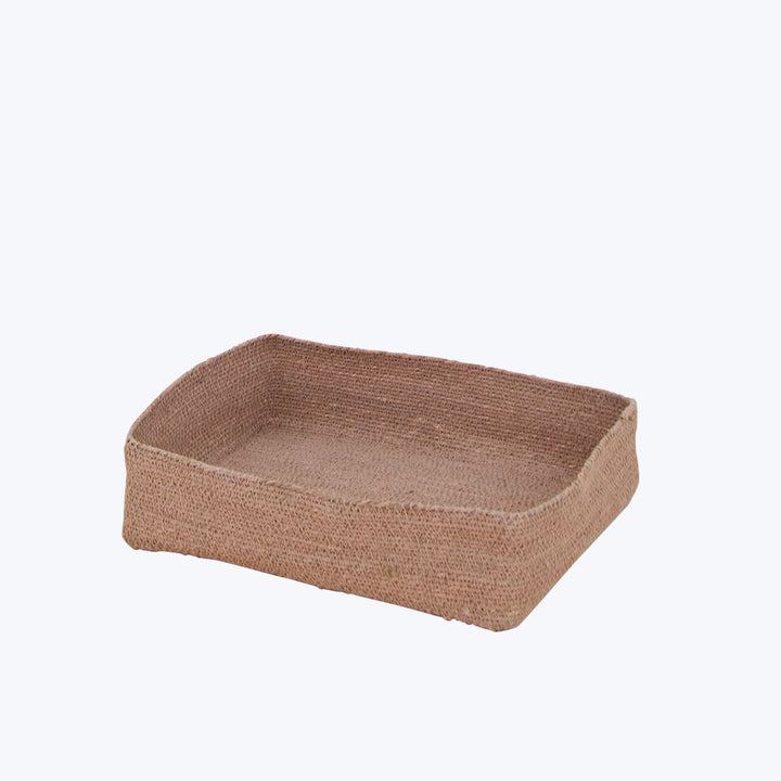 Durable, eco-friendly rectangular tray made of natural woven material.