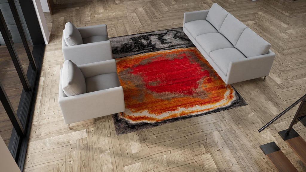 Red Modern Abstract Area Rug - 8' x 10'