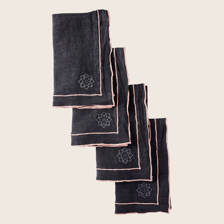Day for Night Napkins Peony on Slate