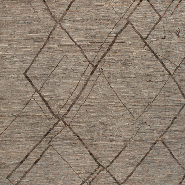 Zameen Brown Geometric Modern Wool Rug - 10'4" x 14'2" Default Title