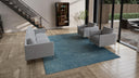 Blue Zameen Transitional Wool Rug - 9'3" x 12'