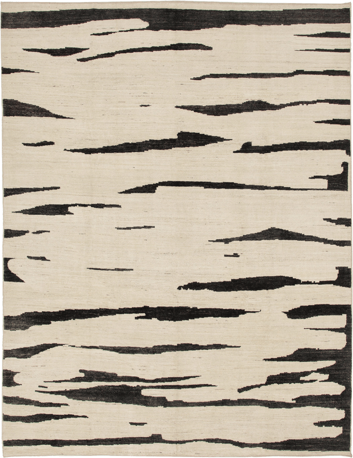 Black & White Zameen Transitional Wool Rug - 9'5