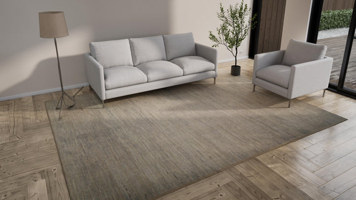 Grey Zameen Transitional Wool Rug- 9'3" x 12'