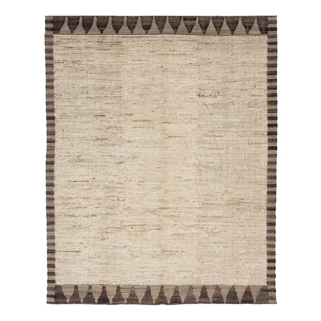 Zameen Modern Geometric Bordered Wool Rug - 9'7" x 11'11" Default Title