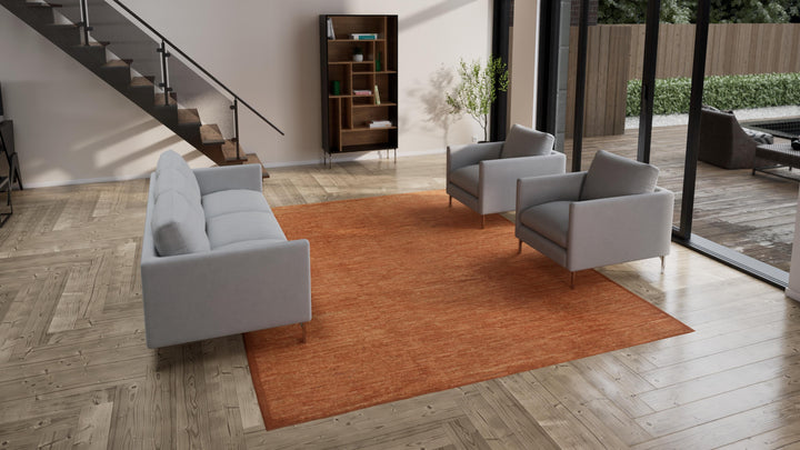 Orange Zameen Transitional Wool Rug - 9'4" x 12'