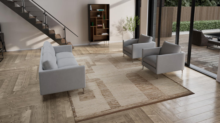 Brown Zameen Transitional Wool Rug - 9'1" x 12'11"