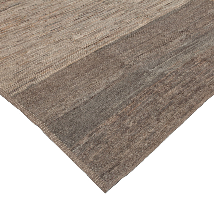 Zameen Brown and Grey Colorblock Wool Rug - 10'3" x 14' Default Title