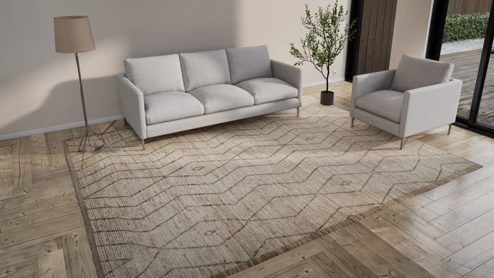 Natural Zameen Transitional Wool Rug- 9'5" x 12'