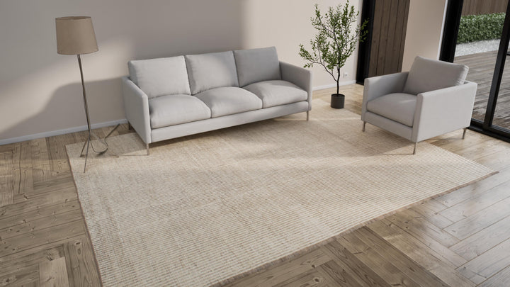 Natural Solid Zameen Modern Wool Rug - 9'4" x 12'