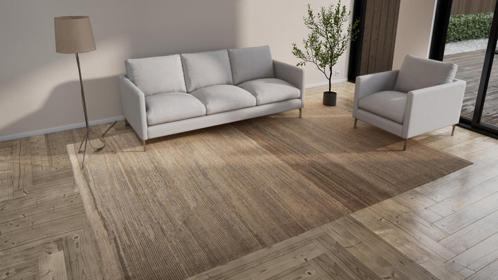 Brown Zameen Transitional Wool Rug - 8'7" x 11'10"