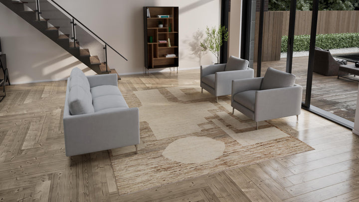 Brown Zameen Transitional Wool Rug - 9'5" x 12'3"