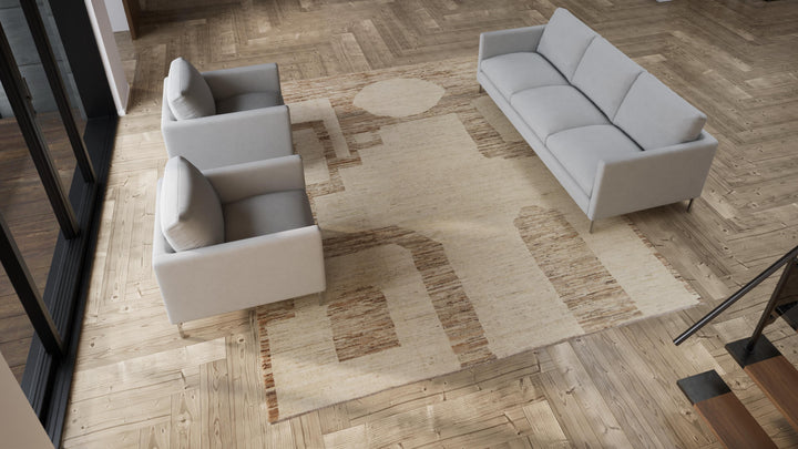 Brown Zameen Transitional Wool Rug - 9'5" x 12'3"