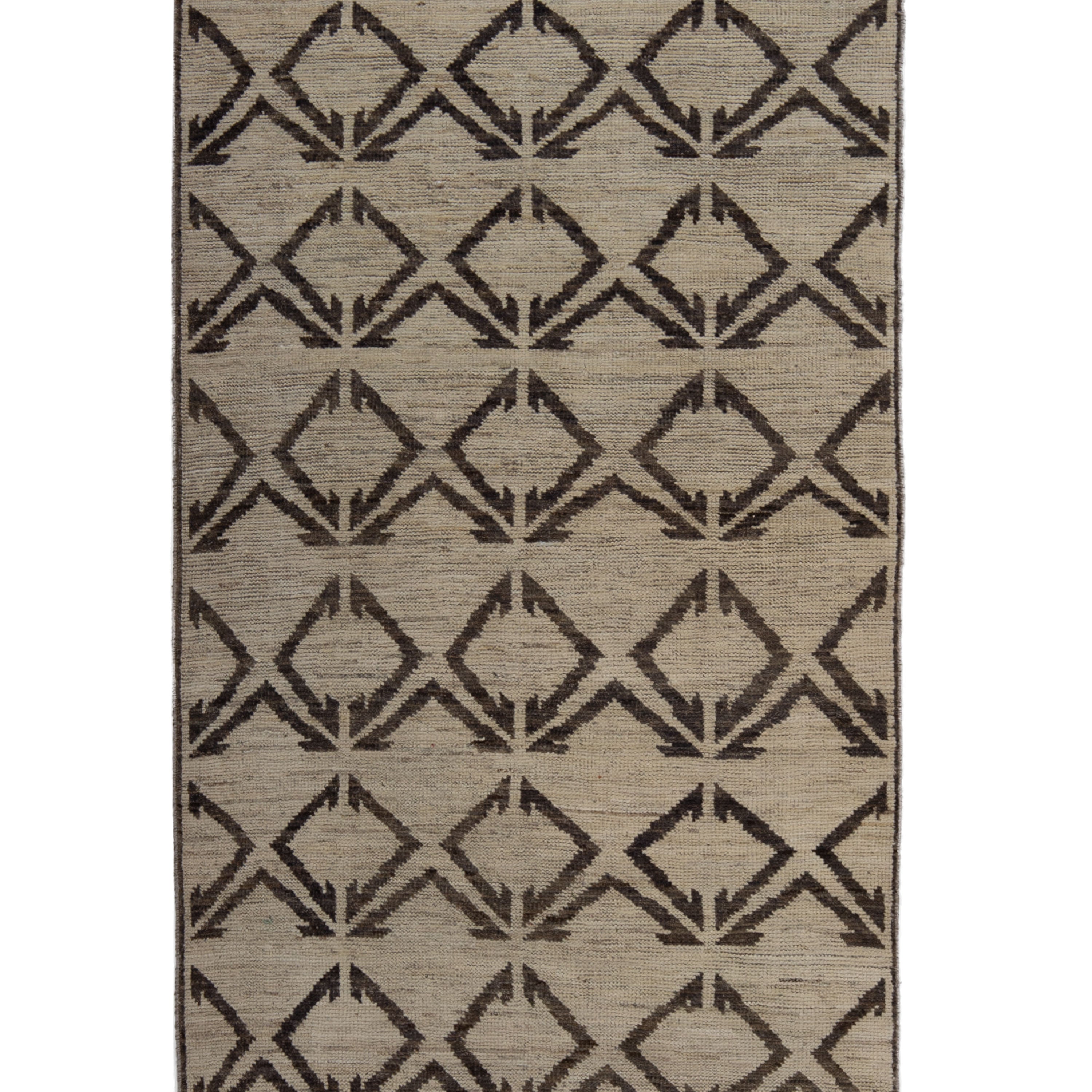 Zameen Patterned Modern Wool Rug - 3'7" x 13'7"