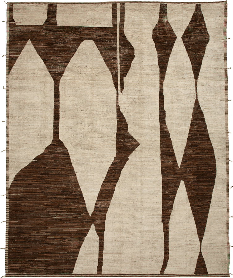 Zameen Multicolored Abstract Modern Wool Rug - 13'10 x 15'10