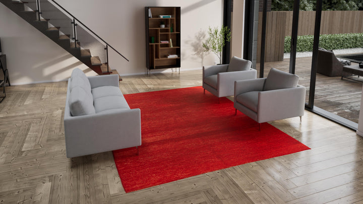 Red Zameen Solid Wool Rug - 9'1" x 11'10"