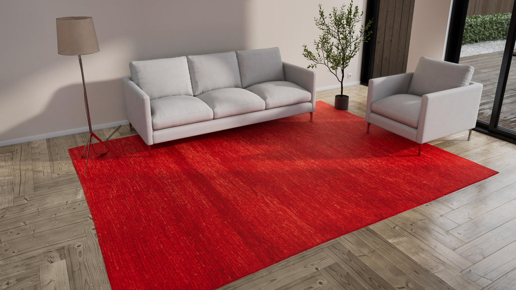 Red Zameen Transitional Wool Rug - 9'1" x 11'10"