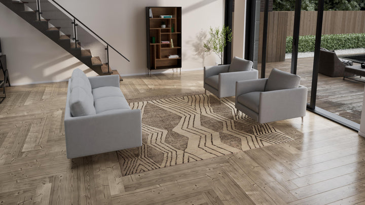 Black and White Zameen Modern Wool Rug - 8'10" x 9'7"