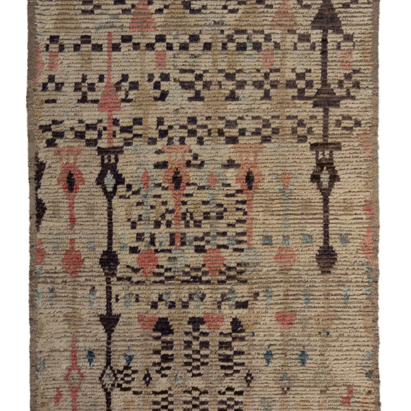 Zameen Patterned Modern Wool Rug - 3'4" x 9'6"