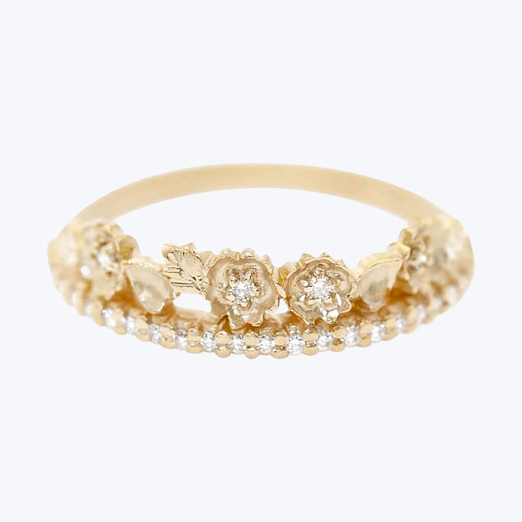 Pave Slender Band with Floral Tiara Default Title