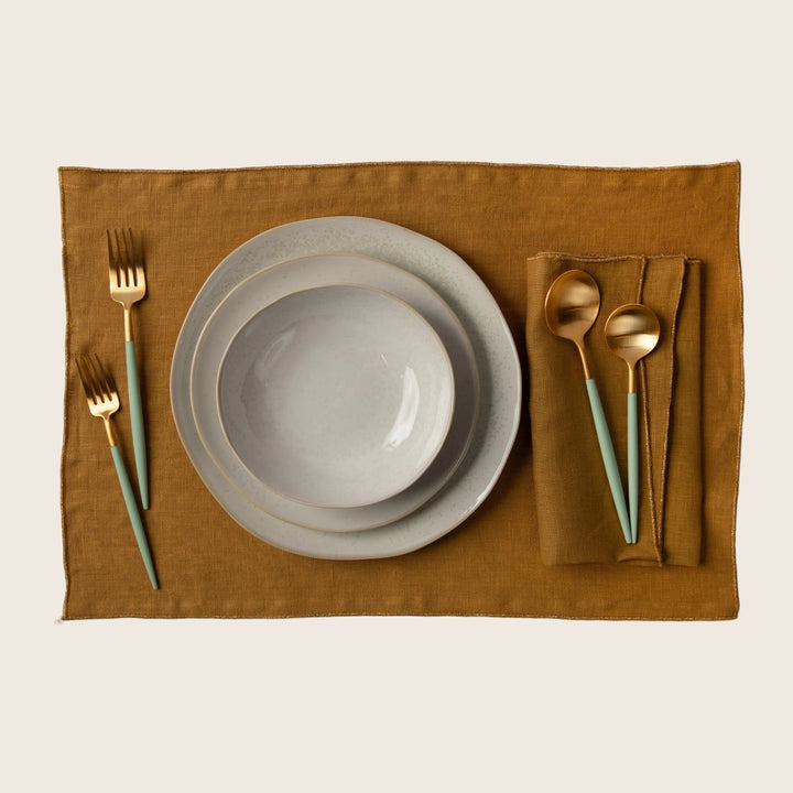 Metallic Linen Napkin Curry/Gold