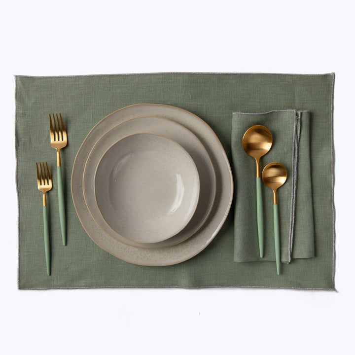 Metallic Linen Napkin Sage/Silver