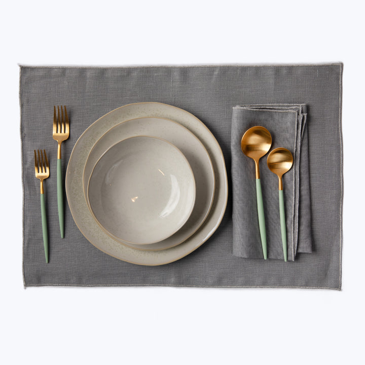 Metallic Linen Placemat Ghiaia/Silver