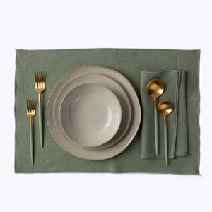 Metallic Linen Placemat Sage/Silver - hover