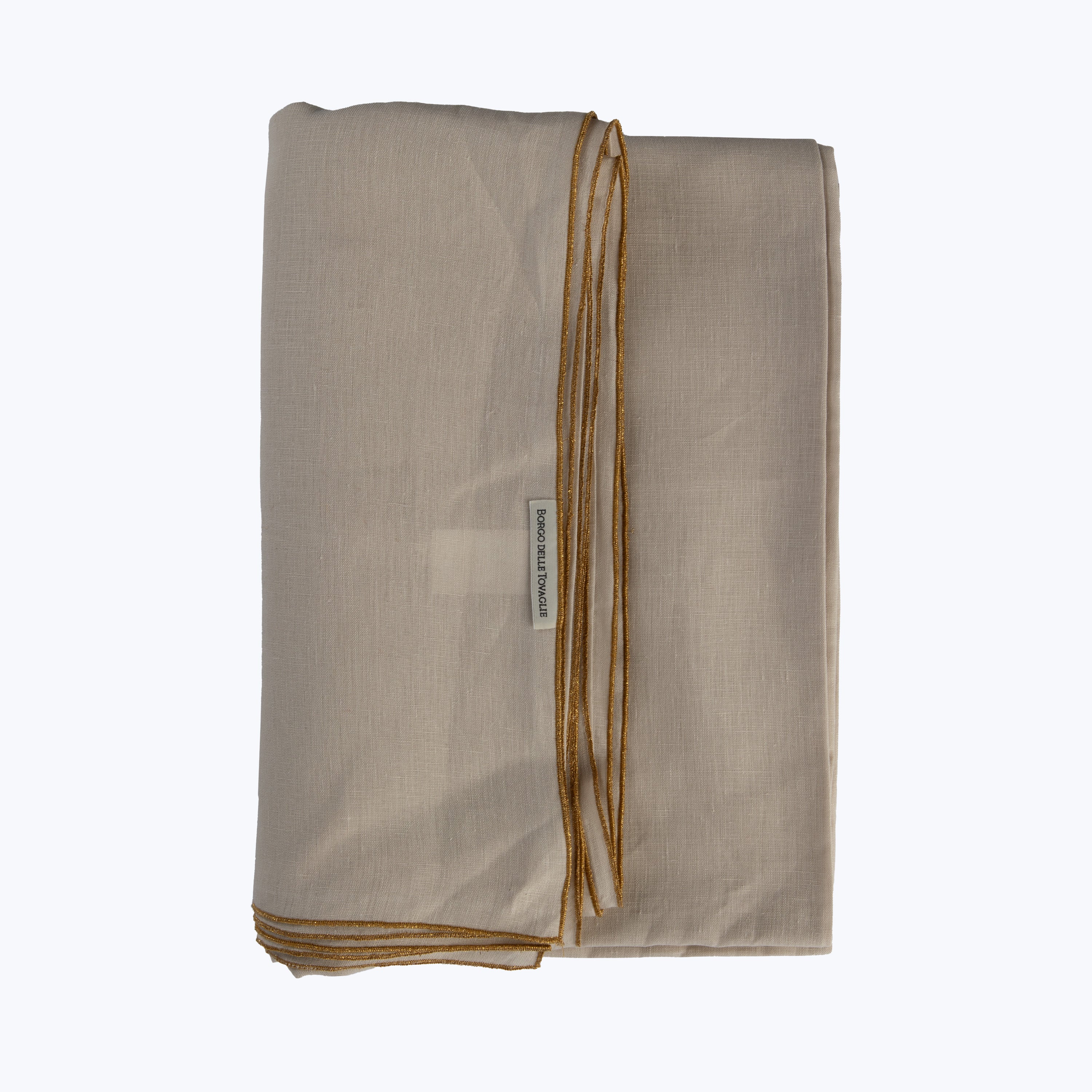 Metallic Linen Tablecloth Salt/Gold / 86" x 138"