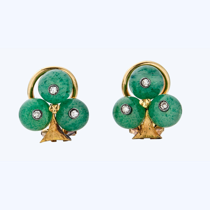 Retro Aventurine Diamond Earrings
