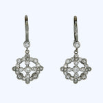 White Gold Diamond Circle Cross Earrings