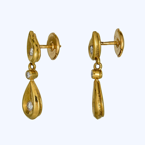 Cartier Gold and Diamond 1980s Dangle Earrings