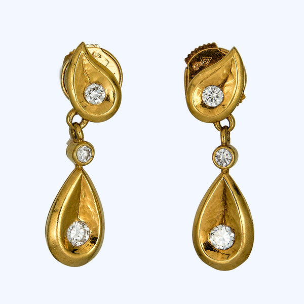 Cartier Gold and Diamond 1980s Dangle Earrings