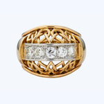 1950s French gold and diamond filigree ring