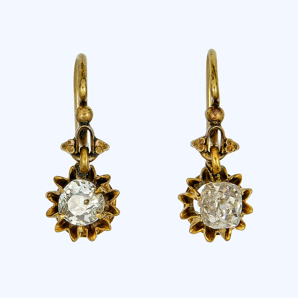 Victorian diamond dangle earrings 1.0 ct.