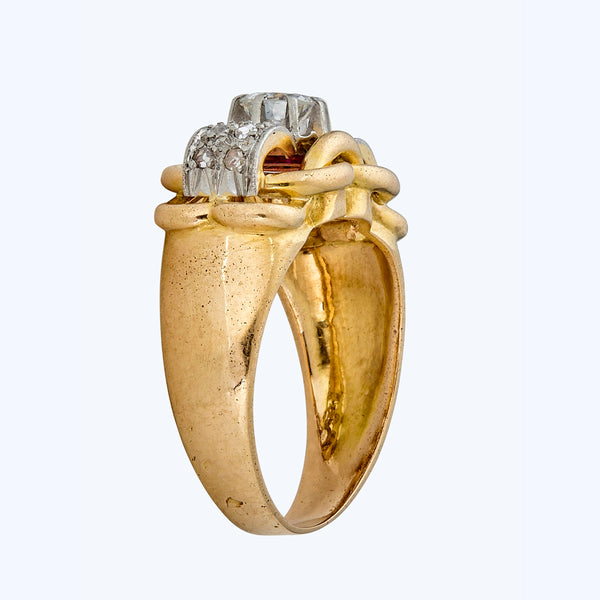 1950s French Gold and Diamond ring 0.40 ct.