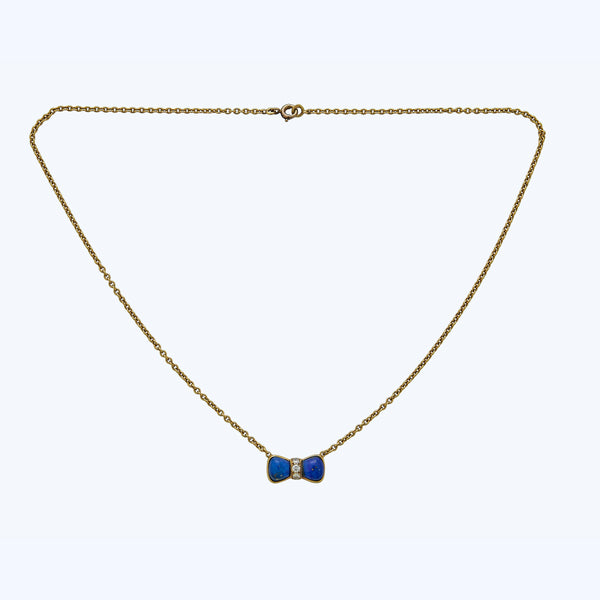 Lapis Diamond Bow Pendant