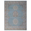 Traditional decorative rug with geometric and floral motif design in pale blue and beige