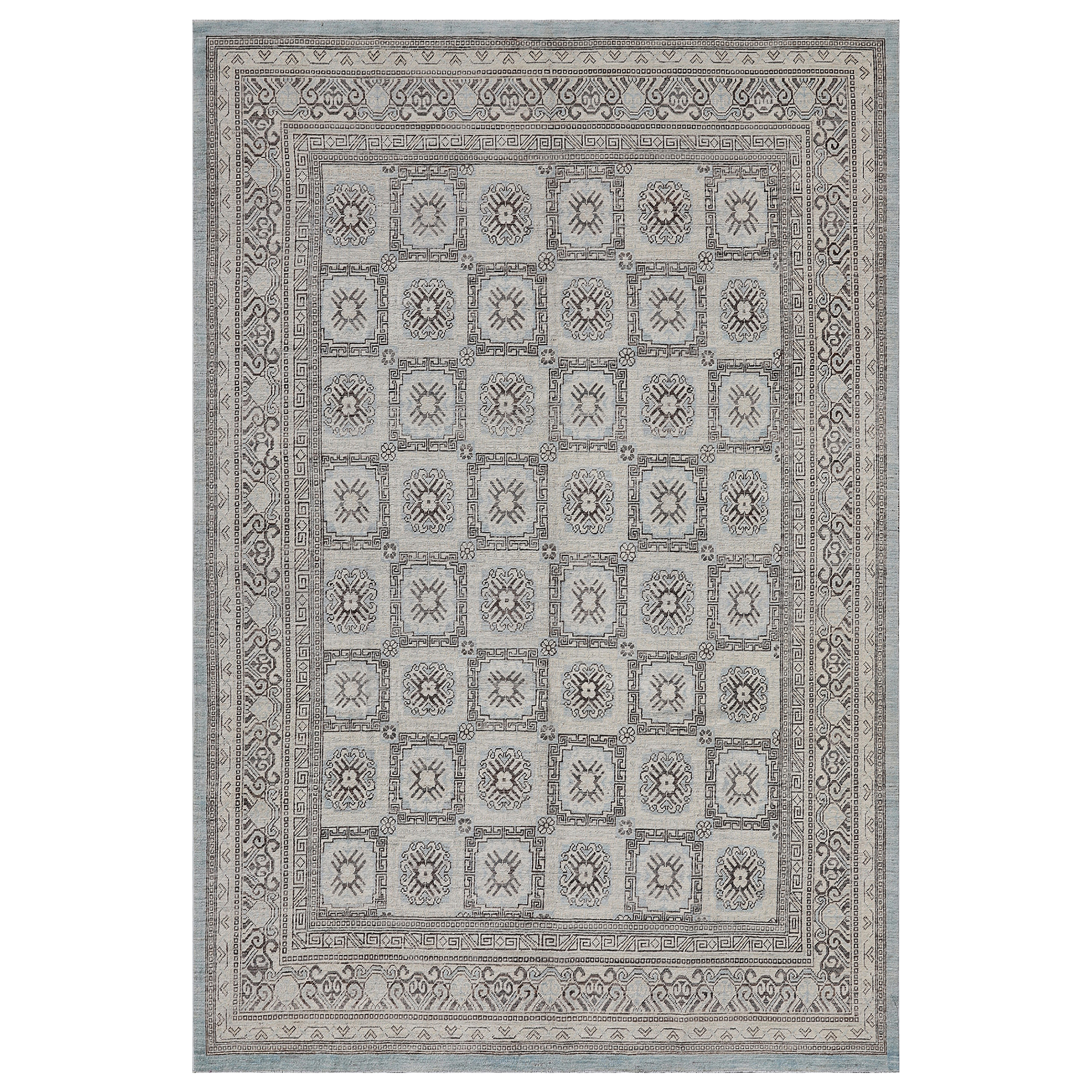 Black Tan Wool Effect Arabesque Kitchen Mat & Runner Rug Set of 2