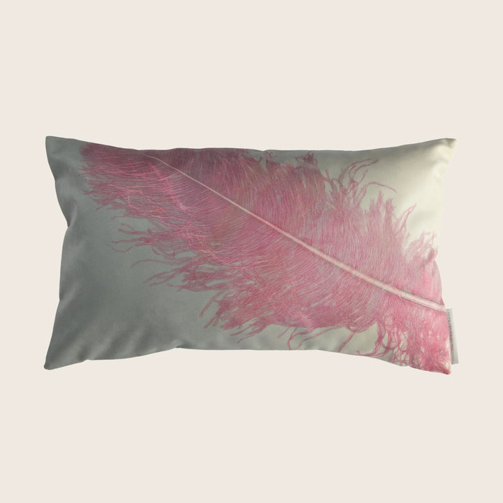 Plume Ombre Smolder Eco Suede Lumbar Pillow, Pink Ivory