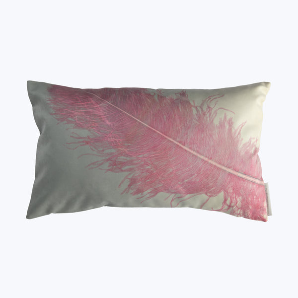 Plume Ombre Smolder Eco Suede Lumbar Pillow, Pink Ivory