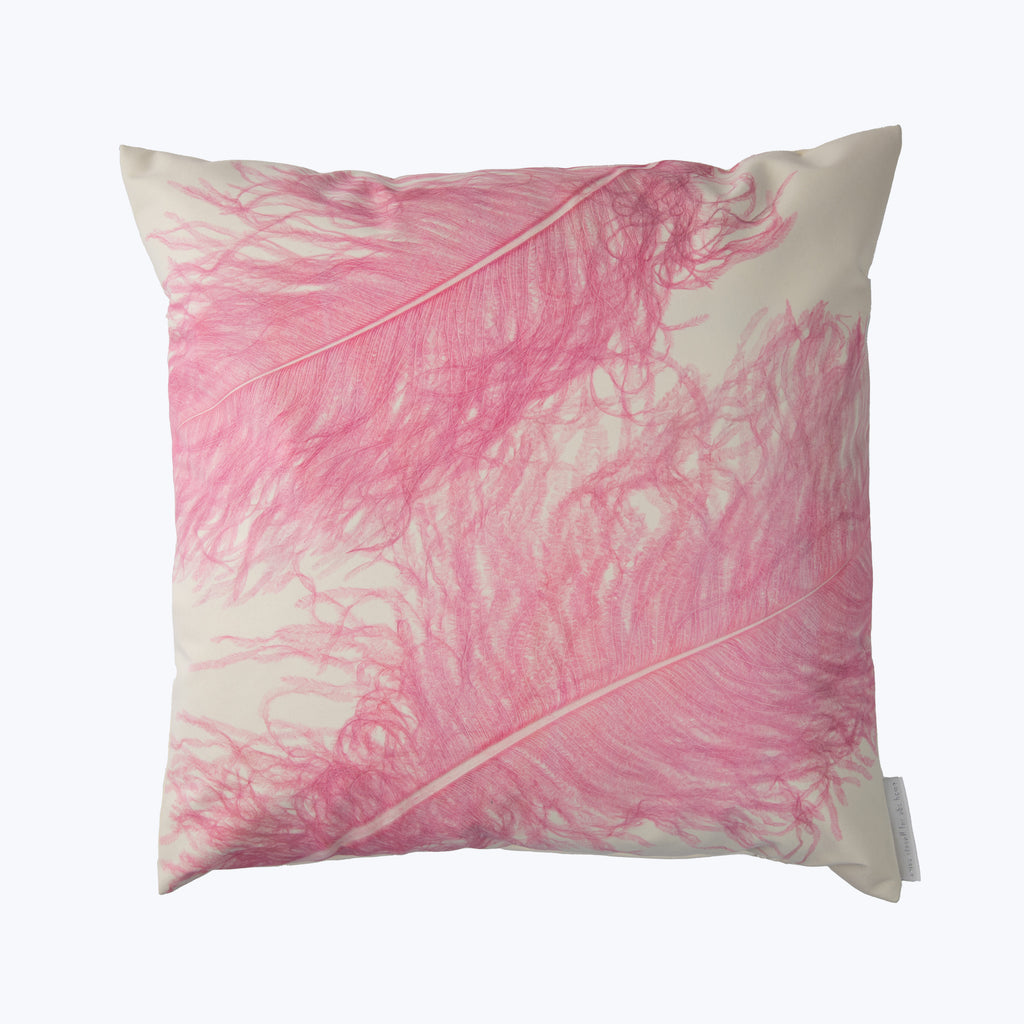 Plume Rose Finch Ivoire Eco Suede Pillow