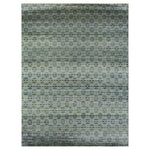 Green and Grey Nu Vibrant Geometric Silk Rug - 9' x 12' Default Title